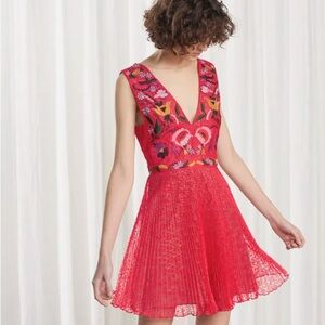 French Connection Vibrant Red Floral Mini Dress